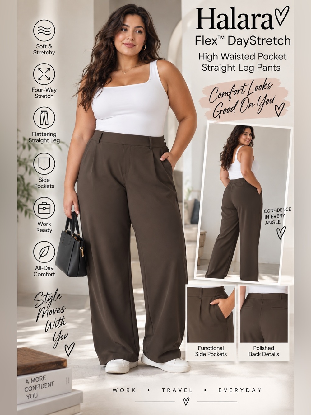 Halara Flex DayStretch High Waisted Straight Leg Work Pants XXL/1X NWT